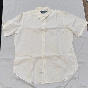 Ralph Lauren Men's Off-White Button Down Shirt—Seersucker—XL Tall